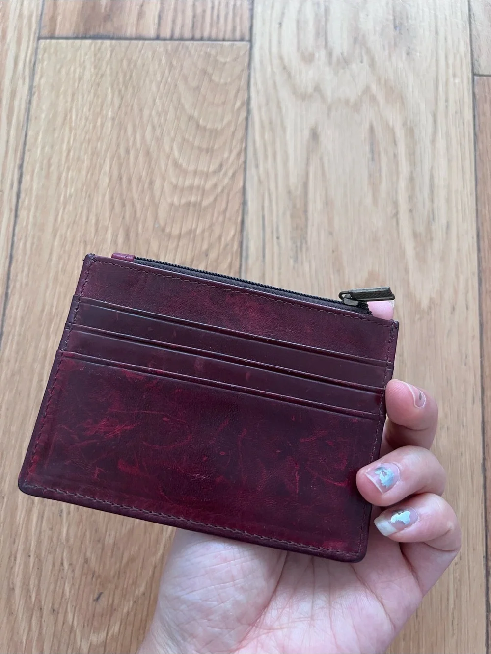 Deep Burgundy Leather Card Wallet